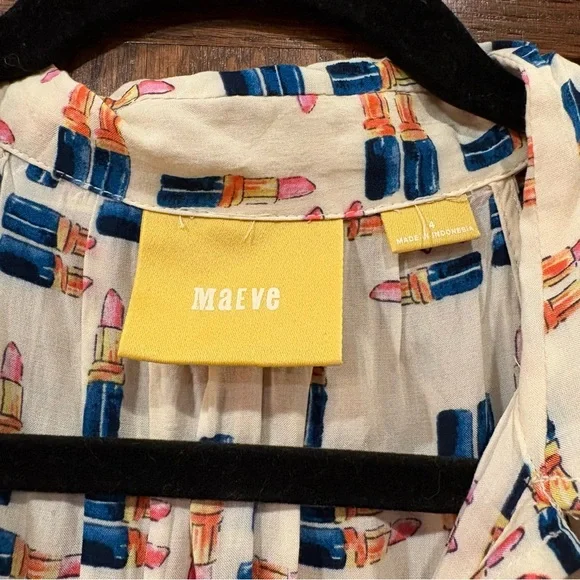 Anthropologie Maeve Tesni Lipstick Print Swing Tank Size 4 EUC $118 100% rayon - Picture 5 of 16